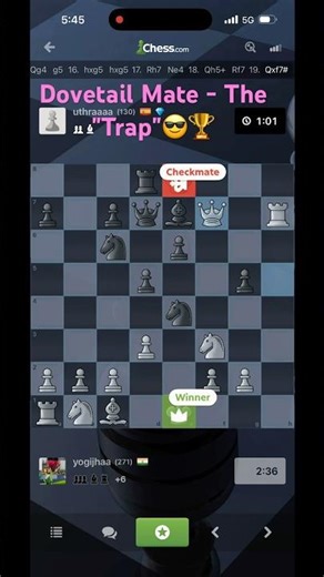Dovetail Mate The "Trap" | Ymate #real #chess #games #dovetail #trap #checkmate #iqtest #yt #shorts