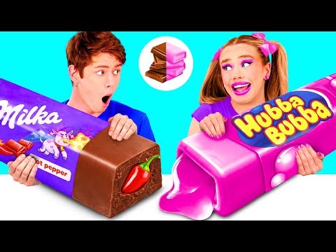 Kaugummi vs Schokoladen Essen Challenge | Verrückte Ideen Zum Kochen von BaRaDa Challenge