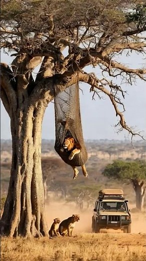 Rescuing a Trapped Lion:A Heartwarming Wildlife Rescue in the Savanna National Geographic Style#lion