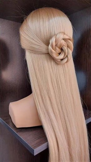 Half Up Rose Bun Hairstyle | Elegant & Soft Look #updo #hairstyle #hairstyling #hair #shorts