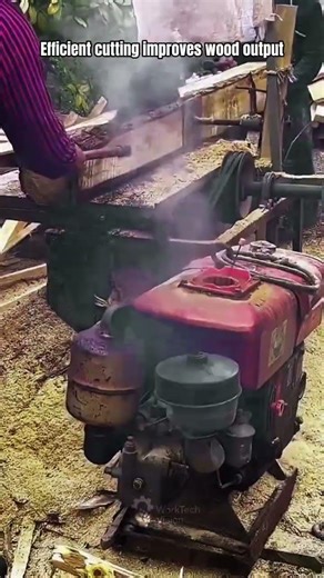 Wood cutting process using diesel powered table saw machine
