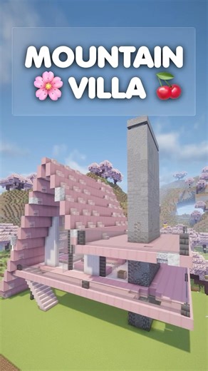 Minecraft Tutorial | Mountain Villa 🍒 #minecraft #shorts
