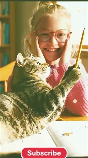 Cat Babysitter Mode ON – Funny Cat Helps Kid With Homework | Cute & Smart Cat Moments#cat #shorts