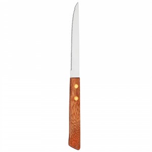 Walco from Steelite International WL750527 4" Stainless Steel Serrated Steak Knife with Hardwood Handle - 36/Case