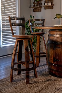 Whiskey Barrel Bar Stools W/ Backrest - Etsy