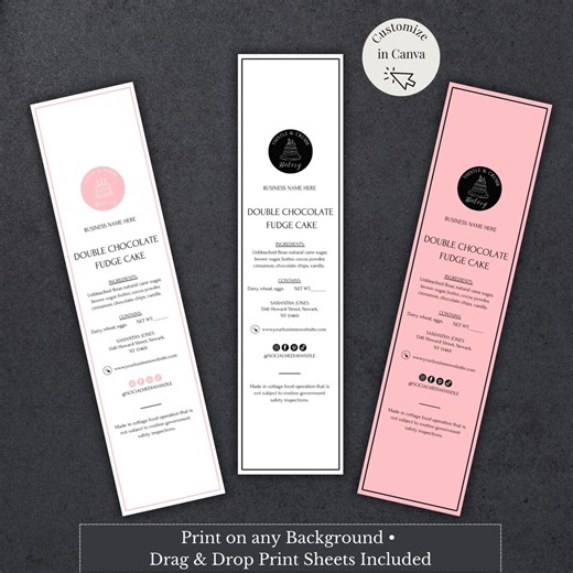 Editable Mini Cake Tin Label Template, Cottage Bakery Food Label (digital Download) - Etsy