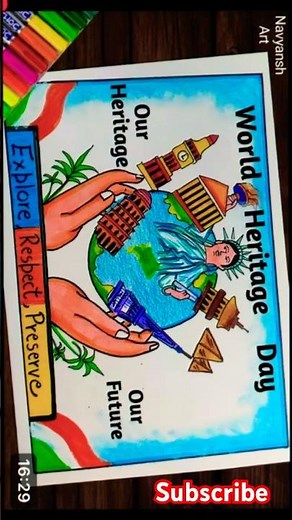 Top 4 poster making ideas on World Heritage Day💖#art #worldheritageday #drawing #shorts #poster