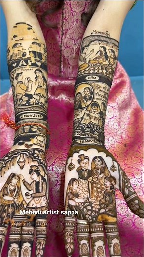 Indian Bride Love Story on Henna Hands | Mehndi Design Bridal Mehndi Indian Wedding Henna Love