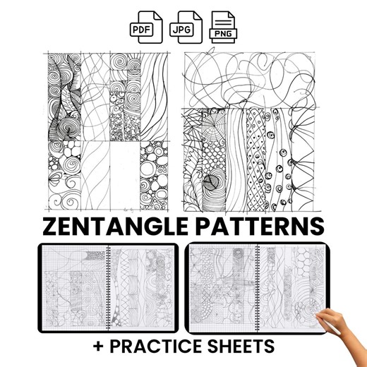 Beginner Zentangle Patterns – Printable Doodle Art Templates (digital Download) - Etsy