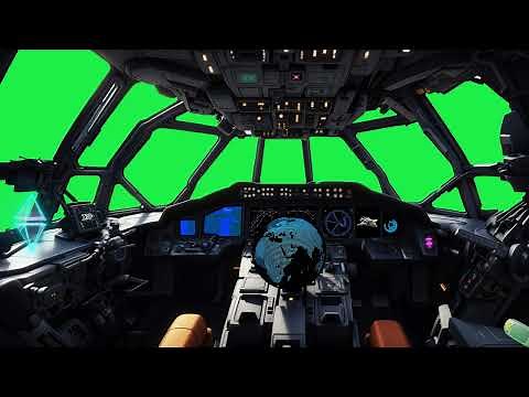Animated Plane/Spaceship Cockpit with radar and HUD (Royalty free green screen footage)