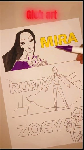 K Pop Rumi and Mira,Zom,Roey Hair Color Which is correct? #kpopdemonhunters #papercrafts #art