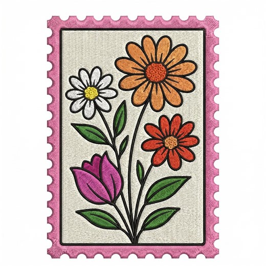 Lesbian Floral Stamp Embroidered Patch - LGBTQ+ Pride Flower Patch, Vintage Stamp Style Patch, Iron on Patch for Jacket, Backpack - Etsy