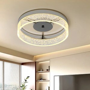 Ganeed Plafonnier Encastré LED 20W Chrome- Abat-Jour en Acrylique Clair Texturé Graine - Lumière Rond Moderne pour Cuisine, Couloir, Salle à Manger