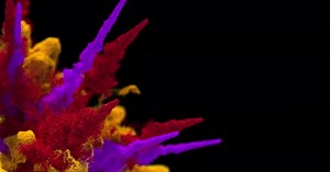 Vibrant Fluid Particle Explosion Reveal