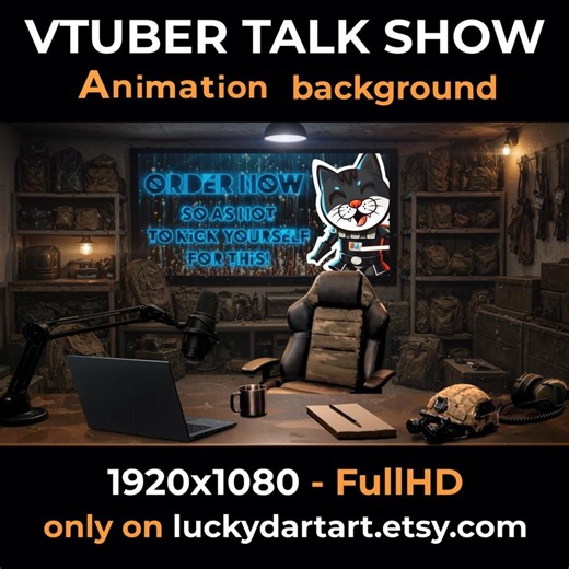 Military Stream Overlay – Vtuber Talk Show Overlay | Animated Background | Full HD 1920x1080 - Etsy