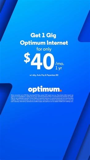 Be blown away by fast 1 Gig Internet for $40/mo. with a 3-year price lock. | Optimum | Facebook
