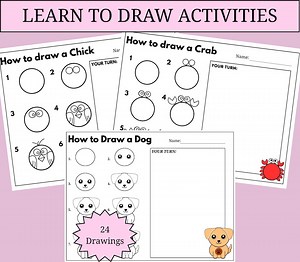 Learn to Draw Worksheets for Kids | Drawing Activities & Step by Step Drawings | Directed Drawings for Kids | PDF Digital Download - Etsy Canada