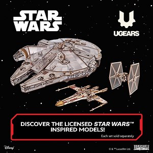 14K views · 41 reactions | ⚡ Meet the Star Wars™ series by Ugears. Build iconic items inspired by the galaxy with your own hands.  X-Wing™, TIE Fighter™, AT-ST™, Millennium Falcon™. ✔️ Detailed designs with mechanical and electronic features ✔️ No glue needed ✔️ Worldwide shipping | Ugears | Facebook