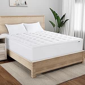 Serta Memory Flex Soft Mattress Topper, 2" Pillow Top Mattress Pad, Cushioning Stain Resistant Mattress Protector with 15" Pocket for Secure Fit, Machine Washable, Full, White