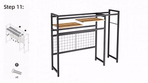 Desk Shelf for Top of Desk, 41.3" Desktop Organizer Shelf with Grid Panel & LED Lights, Desk Hutch for Computer Monitor, Wood Desktop Bookshelf for Home Office Dorm, with Power Outlets