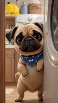 🐾Mochi the Pug vs. The Spinning Laundry Monster 🧺🐶 | Funniest Dear Diary Adventure! #pug #dogshorts