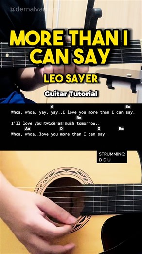 2K views · 16 reactions | More Than I Can Say - Leo Sayer | Guitar Chords with Lyrics  #guitartutorial #chords #lyrics | dernalvamusic | Facebook