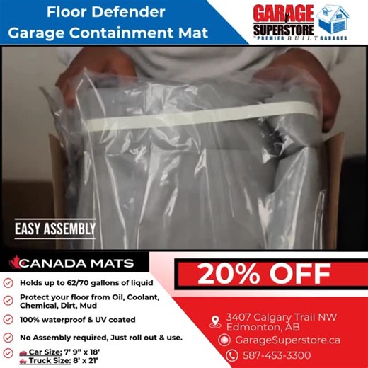 🛠️ Protect Your Garage Floor in Minutes! 🛠️ Setting up the Floor Defender Mat is a breeze, and it offers long-lasting protection against oil spills, dirt, chemicals, and more. Watch the video to see just how easy it is to safeguard your garage floor before winter hits! ❄️ ✅ Quick and easy setup ✅ Durable, waterproof protection ✅ Essential for keeping your garage clean 20% OFF: 🚗 Car Size: 7’ 9” x 18’ 🛻 Truck Size: 8’ x 21’ Get yours now at Garage Superstore! 💧 📍 3407 Calgary Trail NW, Edmo