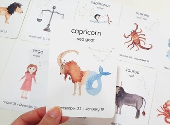 Zodiac Sign Cards for Kids, Printable Constellation Cards, Montessori Astrology