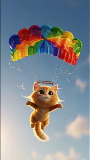 🚀 Cute Cat Flying with Parachute | Funny & Adorable Moment 🐱✨ #shortsfeed #cat #viral