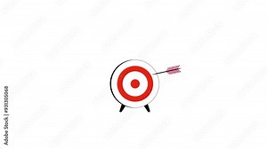 Animated Target with Darts Flying to the Bullseye, Precision and Accuracy Concept, 2D Animation