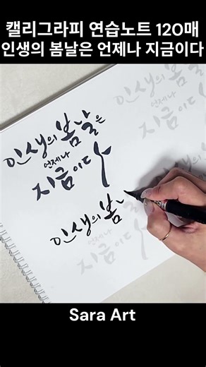 캘리그라피 연습노트 91 인생의봄날은 언제나지금이다 #saraart