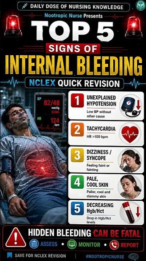 Top 5 Signs of Internal Bleeding 🚨 | NCLEX Quick Revision - Nootropic Nurse