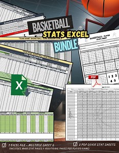 Basketball Stats Bundle | Excel Stat Sheet   Printable PDF Team & Player Tracking Sheets | Digital Download - Etsy