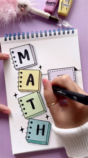 2.4M views · 12K reactions | Creative Math Notebook Cover Ideas to Inspire You! 🎨 . . . 🌟FREE Gift For You: Do u Want to Try Your Hand at Brush Lettering and Calligraphy? Download This FREE WORKSHEET : “Master 8 Basic Stroke Of Brush Lettering” For Beginners 👉You Can Find The Link in My Bio or Visit: nhuandaocalligraphy.com . . . #Frontpage #BulletJournal #NhuanDaoCalligraphy #Calligraphy #BrushLettering #ModernCalligraphy #HandLettering #Lettering #Handwriting #CoverPage #FrontPageIdea #Hand