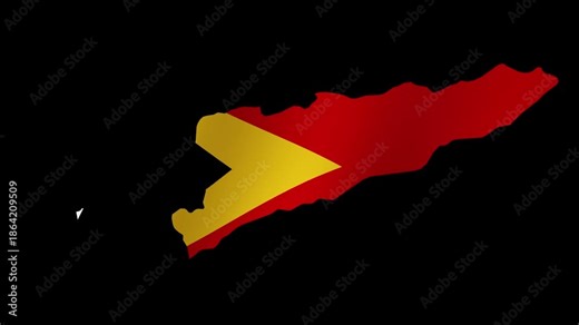 Looping animation of the East Timor flag as a map with a transparent background in 4K format