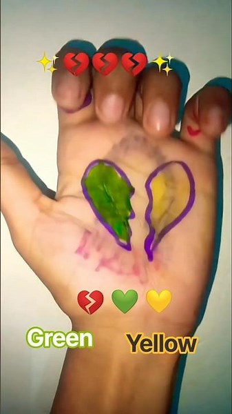 I Need Your Love💘💘 Double Heart Finger Tattoo | Purple Heart Art #painting #diy #fingerart #shorts