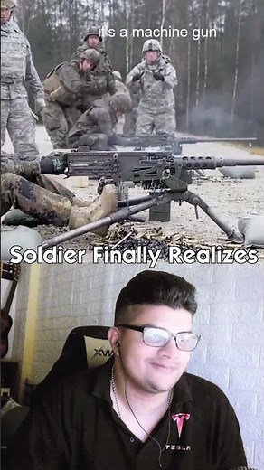 It's a machine gun! #reaction #funny #military