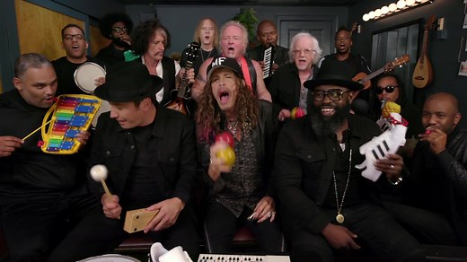 36M views · 134K reactions | Aerosmith joins Jimmy and The Roots to sing their hit "Walk This Way" with classroom instruments! | The Tonight Show Starring Jimmy Fallon | Facebook