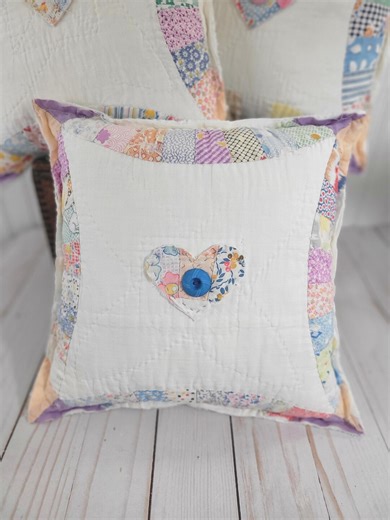 Vintage Quilt Pillow Vintage Pillow Antique Quilt Pillow Feed Sack Quilt Feed Sack - Etsy