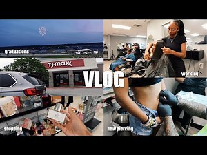 vlog : come to work with me, belly piercing, grwm + graduations