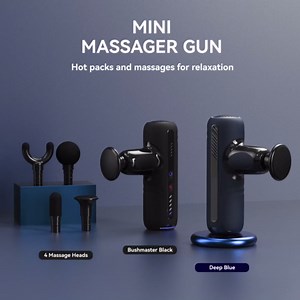 Mini Thermal Massage Gun with Heat, Portable Deep Tissue Percussion Massager with 4 Heads for Neck, Back Comfort, Quiet Operation for Home, Office & Travel, Includes Compact Carry Case (Black)