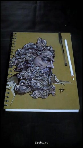 Sketchbook Cover Art of Zeus: Greek God Drawing and Illustration