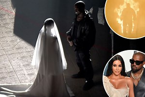 Kim Kardashian wears a WEDDING dress to 'remarry' Kanye West at Donda gig