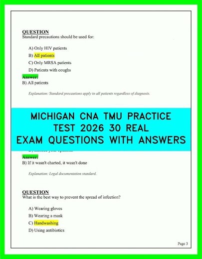 Pass Michigan CNA 2026: 30 Real TMU Practice Test Questions and Verified Answers