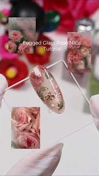 Fogged Glass Rose Nail Tutorial 💧🥀 #diynails #turorial #trending