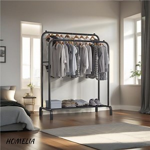 Clothes Rail Double Clothing Rack | Freestanding Garment Rack With Shelf for Bedroom Storage - Etsy UK