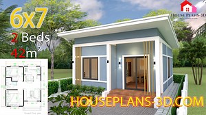 House Plans 6x7 with 2 bedrooms Shed Roof - SamPhoas Plan