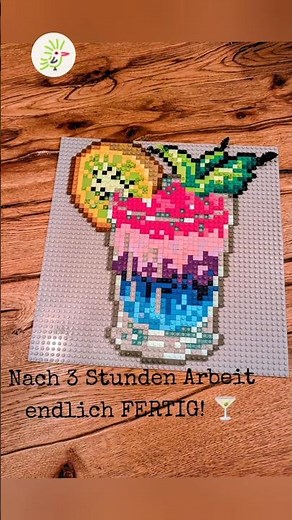 Kunterbuntes Mosaik aus LEGO, Cocktail Motiv – DIY Pixel Art | auch mit anderen Klemmbausteinen 🍹