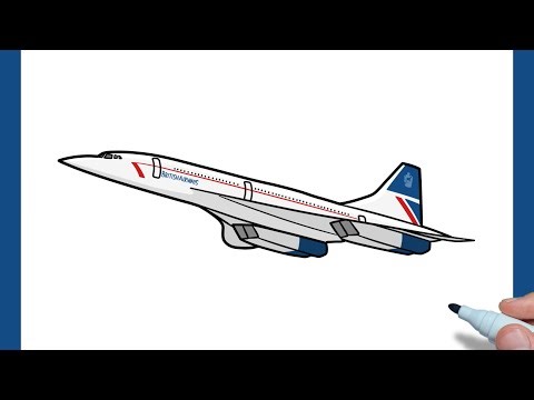 How to draw CONCORDE supesonic airliner easy | Drawing Concorde British Airways airplane