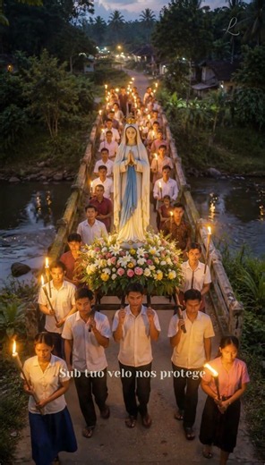 ✨ Marian Procession Across the Bridge | Peaceful Catholic Devotion at Dusk